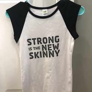 A white t-shirt with black sleeves